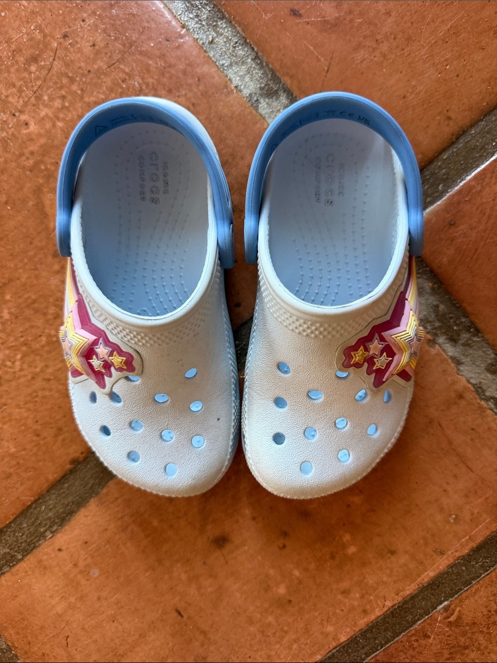 CROCS Kids Light Blue Clogs with Multicolor Star Charms